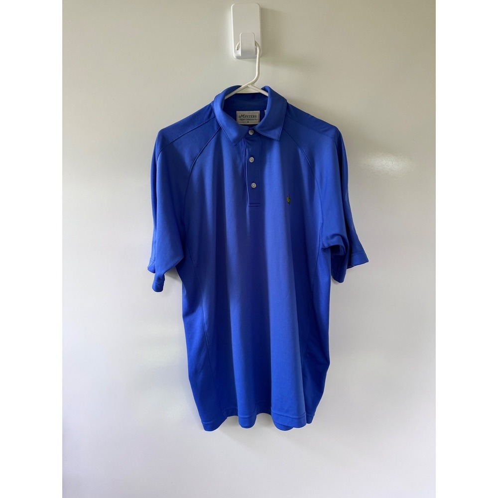 Masters Performance Golf Polo Shirt Mens Medium Blue Short Sleeve Logo‎